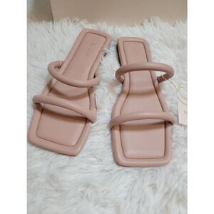 Mila Paoli Made in Italy Square Toe Blush Sandals Size 7.5 / 38 New